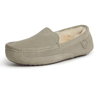 imageFireside By Dearfoams Mens Melbourne Genuine Shearling Moccasin Slippers Memory Foam Sudede Loafers Slipin House ShoesMoss