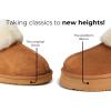 imageFireside By Dearfoams Womens Melton Platform Slippers Genuine Shearling Memory Foam Slipin House ShoesBlack Platform
