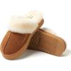 imageFireside By Dearfoams Womens Melton Platform Slippers Genuine Shearling Memory Foam Slipin House ShoesChestnut Platform