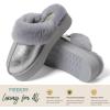 imageFireside By Dearfoams Womens Melton Platform Slippers Genuine Shearling Memory Foam Slipin House ShoesSilver Platform