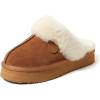 imageFireside By Dearfoams Womens Melton Platform Slippers Genuine Shearling Memory Foam Slipin House ShoesChestnut Platform
