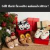 imageDearfoams Unisex Adult Holiday Christmas Gift Family Matching Santa Reindeer Teddy Bear Plush Memory Foam SlippersAdult Cow