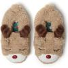 imageDearfoams Unisex Adult Holiday Christmas Gift Family Matching Santa Reindeer Teddy Bear Plush Memory Foam SlippersAdult Reindeer