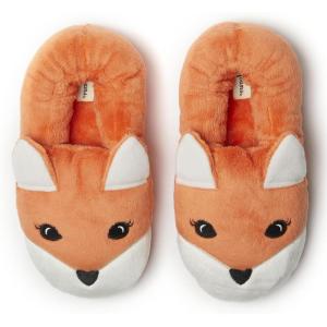 imageDearfoams Unisex Adult Holiday Christmas Gift Family Matching Santa Reindeer Teddy Bear Plush Memory Foam SlippersAdult Fox