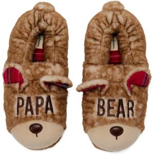 imageDearfoams mens Matching Family Holiday Papa Bear Sherpa Lined Moc Toe With Embroidery SlipperFurry Teddy