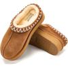 imageFireside By Dearfoams Womens Queenstown Shearling Slippers Memory Foam Suede Clog IndoorOutdoor Slipin House ShoesChestnut Taping
