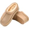 imageFireside By Dearfoams Womens Queenstown Shearling Slippers Memory Foam Suede Clog IndoorOutdoor Slipin House ShoesSand Taping