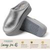 imageFireside By Dearfoams Womens Queenstown Shearling Slippers Memory Foam Suede Clog IndoorOutdoor Slipin House ShoesSilver Platform