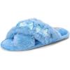 imageDearfoams womens Acquired Style Exclusive Jessica Cozy Chic Bow Memory Foam Cross Band Slide SlippersBlue Bows