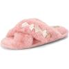imageDearfoams womens Acquired Style Exclusive Jessica Cozy Chic Bow Memory Foam Cross Band Slide SlippersPink Bows