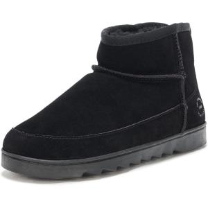 imageDearfoams Womens Suede Indoor Outdoor Memory Foam Mini Ankle Gretchen BootsBlack