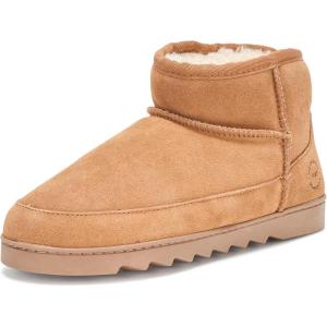 imageDearfoams Womens Suede Indoor Outdoor Memory Foam Mini Ankle Gretchen BootsChestnut