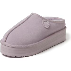 imageFireside By Dearfoams Womens Queenstown Shearling Slippers Memory Foam Suede Clog IndoorOutdoor Slipin House ShoesLilac Platform