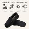imageDearfoams mens Gifts for Dad Memory Foam Moccasin Slip on Breathable House Shoes SlippersBlack