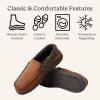 imageDearfoams mens Gifts for Dad Memory Foam Moccasin Slip on Breathable House Shoes SlippersChestnut