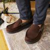 imageDearfoams mens Gifts for Dad Memory Foam Moccasin Slip on Breathable House Shoes SlippersCoffee