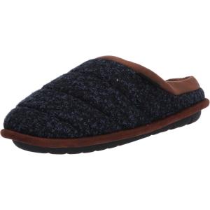 imageDearfoams Mens Asher Quilted Clog with Faux Leather Trim SlipperNavy Blazer