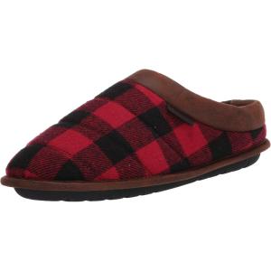 imageDearfoams Mens Asher Quilted Clog with Faux Leather Trim SlipperRed Plaid