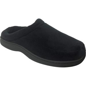 imageDearfoams Mens Microfiber Terry Clog with Memory Foam Slippers Small Black
