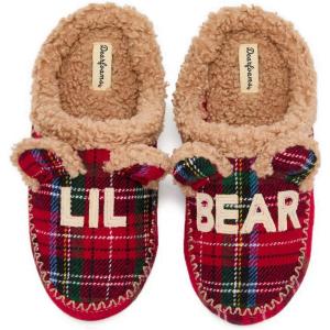 imageDearfoams UnisexChild Gifts for Kids Matching Christmas Holiday Lil Baby Bear SlipperRed Tartan Plaid