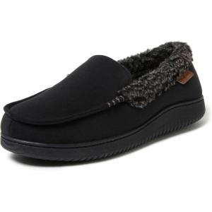 imageDearfoams mens Gifts for Dad Memory Foam Moccasin Slip on Breathable House Shoes SlippersBlack