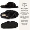 imageDearfoams Womens Acquired Style ampamp Danielle Pheloung Exclusive Memory Foam Jessica Cozy Bow Cross Band Slide SlippersBlack