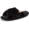 imageDearfoams Womens Acquired Style ampamp Danielle Pheloung Exclusive Memory Foam Jessica Cozy Bow Cross Band Slide SlippersBlack