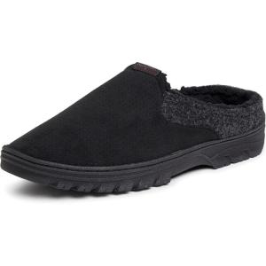 imageDearfoams Mens Breathable Perforted Microsuede Clog SlipperBlack