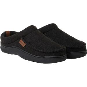 imageDearfoams Mens Clog Style Memory Foam Wool Blend Slippers Black Medium