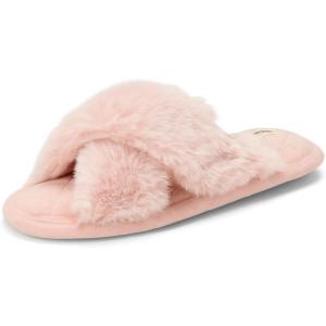 imageDearfoams Womens Acquired Style ampamp Danielle Pheloung Exclusive Memory Foam Jessica Cozy Bow Cross Band Slide SlippersDusty Pink