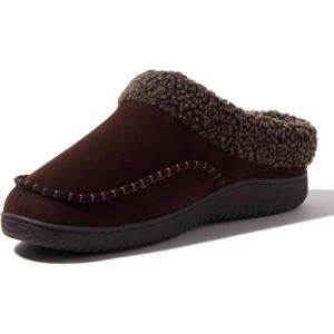 imageDearfoams mens Breathable Memory Foam Slip on Marshall Indoor House Shoe Moccasin SlipperCoffee