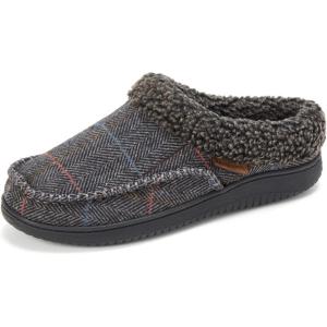 imageDearfoams mens Breathable Memory Foam Slip on Marshall Indoor House Shoe Moccasin SlipperGrey Plaid