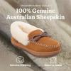 imageDearfoams womens Genuine Australian Shearling Moccasin Slipper  Gladstone Indoor Outdoor House ShoeChestnut