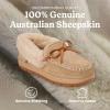 imageDearfoams womens Genuine Australian Shearling Moccasin Slipper  Gladstone Indoor Outdoor House ShoeSand