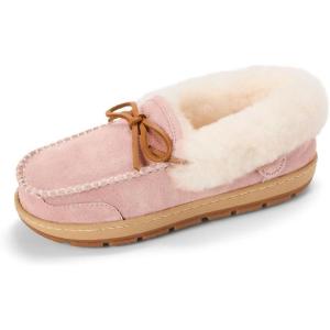 imageDearfoams womens Genuine Australian Shearling Moccasin Slipper  Gladstone Indoor Outdoor House ShoeDusty Pink