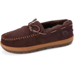 imageFireside by Dearfoams mens Forster Genuine Shearling Moc With StitchingCoffee