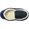 imageDearfoams UnisexBaby Kids Toddlers Felted Microwool and Plaid Moccasin Slipper Navy blazer 78 Toddler Medium US Toddler