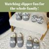imageDearfoams mens Matching Family Holiday Papa Bear Sherpa Lined Moc Toe With Embroidery SlipperLight Heather Grey