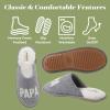 imageDearfoams mens Matching Family Holiday Papa Bear Sherpa Lined Moc Toe With Embroidery SlipperLight Heather Grey