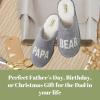 imageDearfoams mens Matching Family Holiday Papa Bear Sherpa Lined Moc Toe With Embroidery SlipperLight Heather Grey