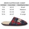 imageDearfoams mens Matching Family Holiday Papa Bear Sherpa Lined Moc Toe With Embroidery SlipperNavy Plaid