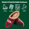 imageDearfoams mens Matching Family Holiday Papa Bear Sherpa Lined Moc Toe With Embroidery SlipperRed Tartan Plaid