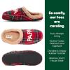imageDearfoams mens Matching Family Holiday Papa Bear Sherpa Lined Moc Toe With Embroidery SlipperRed Tartan Plaid