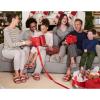 imageDearfoams mens Matching Family Holiday Papa Bear Sherpa Lined Moc Toe With Embroidery SlipperRedBlue Plaid