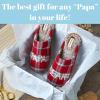 imageDearfoams mens Matching Family Holiday Papa Bear Sherpa Lined Moc Toe With Embroidery SlipperRedBlue Plaid