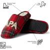 imageDearfoams mens Matching Family Holiday Papa Bear Sherpa Lined Moc Toe With Embroidery SlipperTartan Plaid