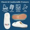 imageDearfoams mens Matching Family Holiday Papa Bear Sherpa Lined Moc Toe With Embroidery SlipperWhite