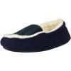 imageDearfoams UnisexBaby Kids Toddlers Felted Microwool and Plaid Moccasin Slipper Navy blazer 78 Toddler Medium US Toddler