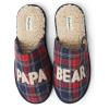 imageDearfoams mens Matching Family Holiday Papa Bear Sherpa Lined Moc Toe With Embroidery SlipperNavy Plaid