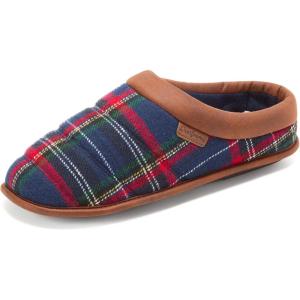 imageDearfoams mens Breathable Memory Foam Asher Clog House ShoeBlue Plaid